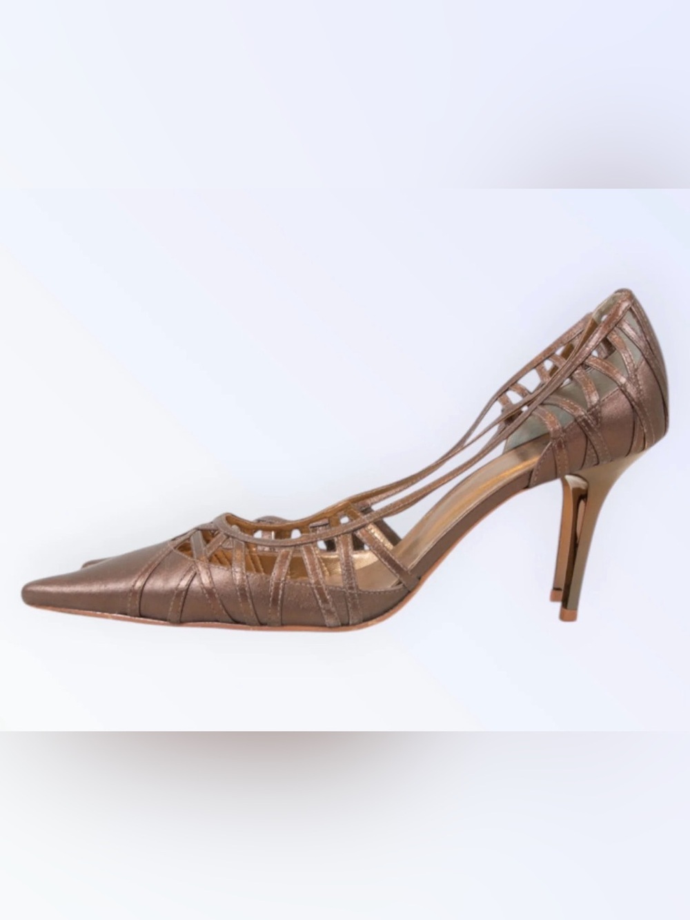 Werner Metallic Bronze Gold Women’s Strappy Pointed-Toe Pumps Heels Size 37 - 7